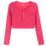 Rib Snap Crop Henley - Denny's