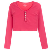 Rib Snap Crop Henley - Denny's