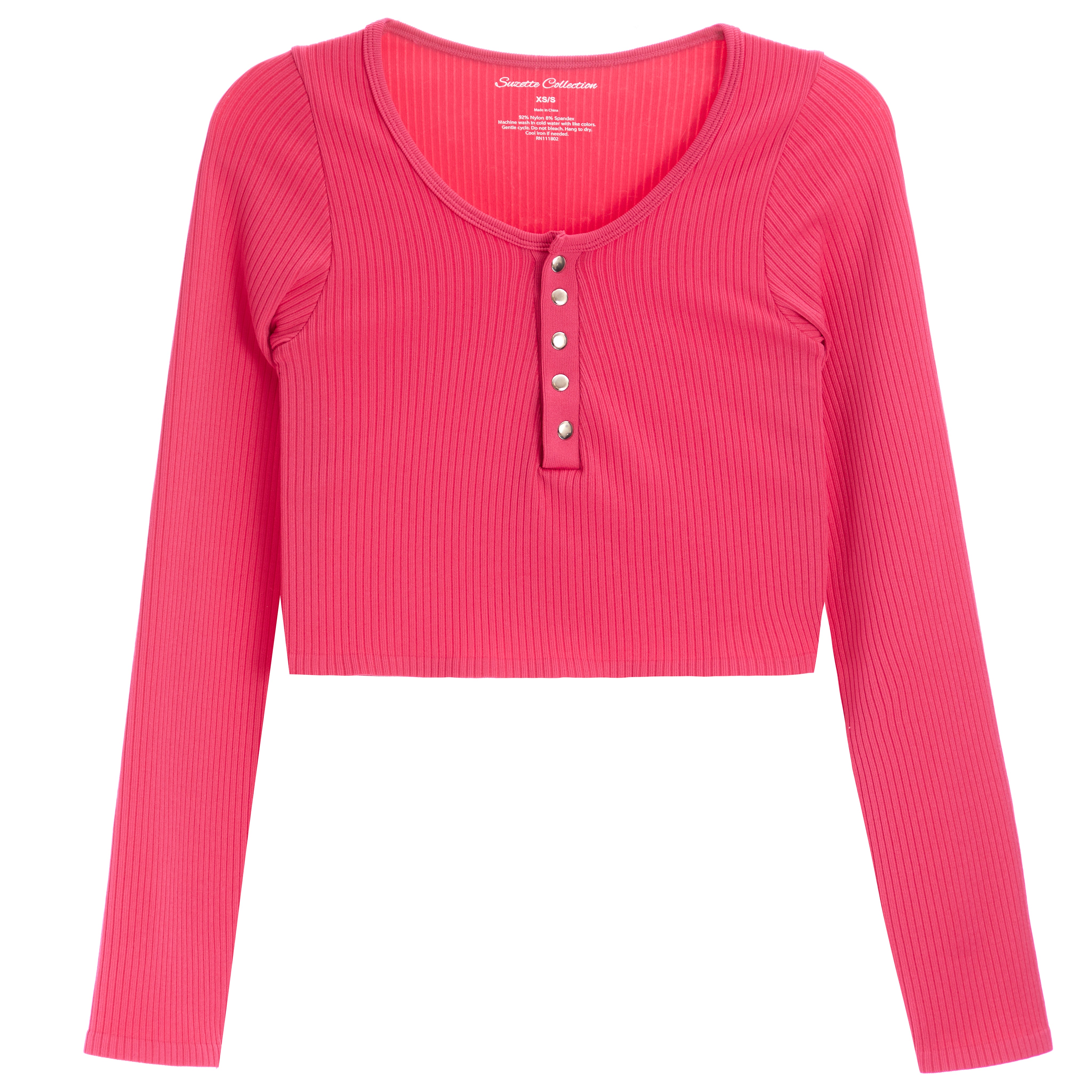 Rib Snap Crop Henley - Denny's