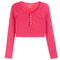 Rib Snap Crop Henley - Denny's