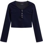 Rib Snap Crop Henley - Denny's
