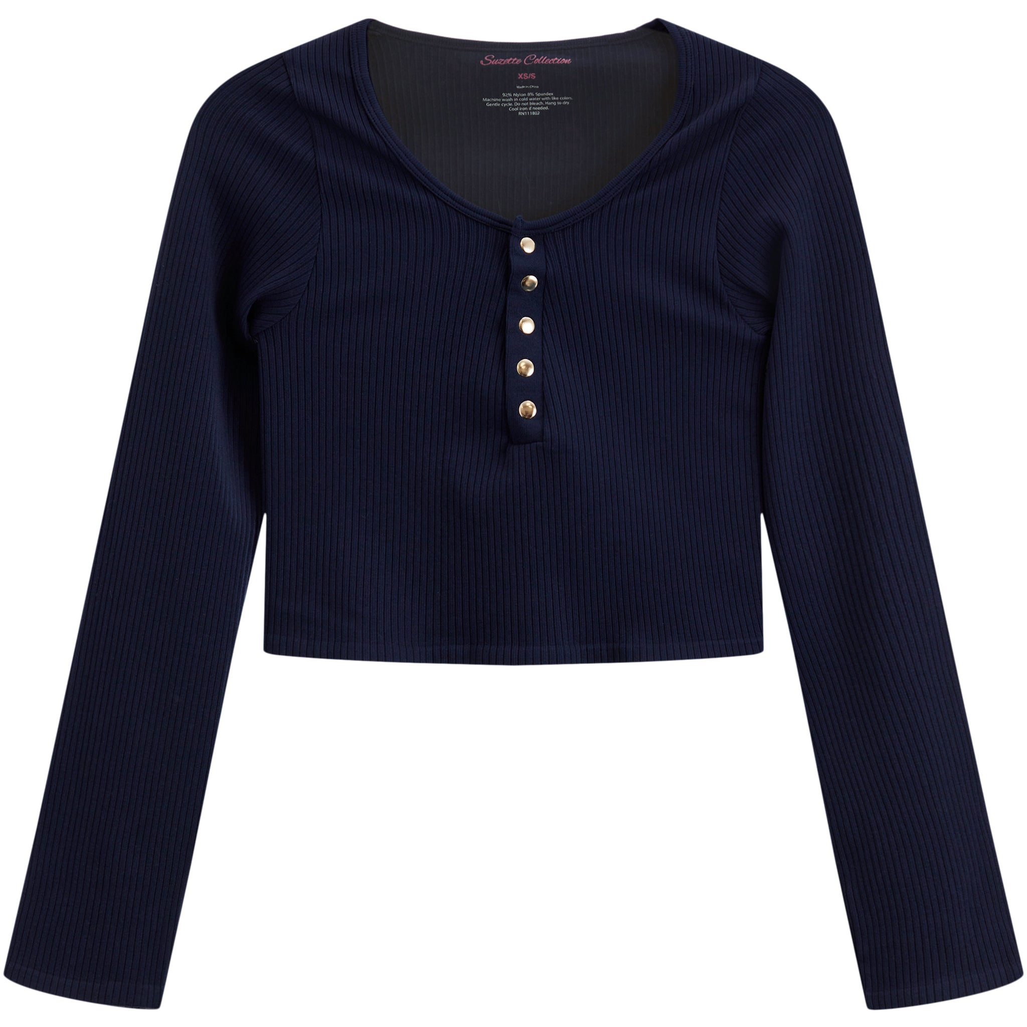 Rib Snap Crop Henley - Denny's
