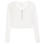 Rib Snap Crop Henley - Denny's