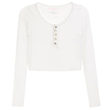 Rib Snap Crop Henley - Denny's