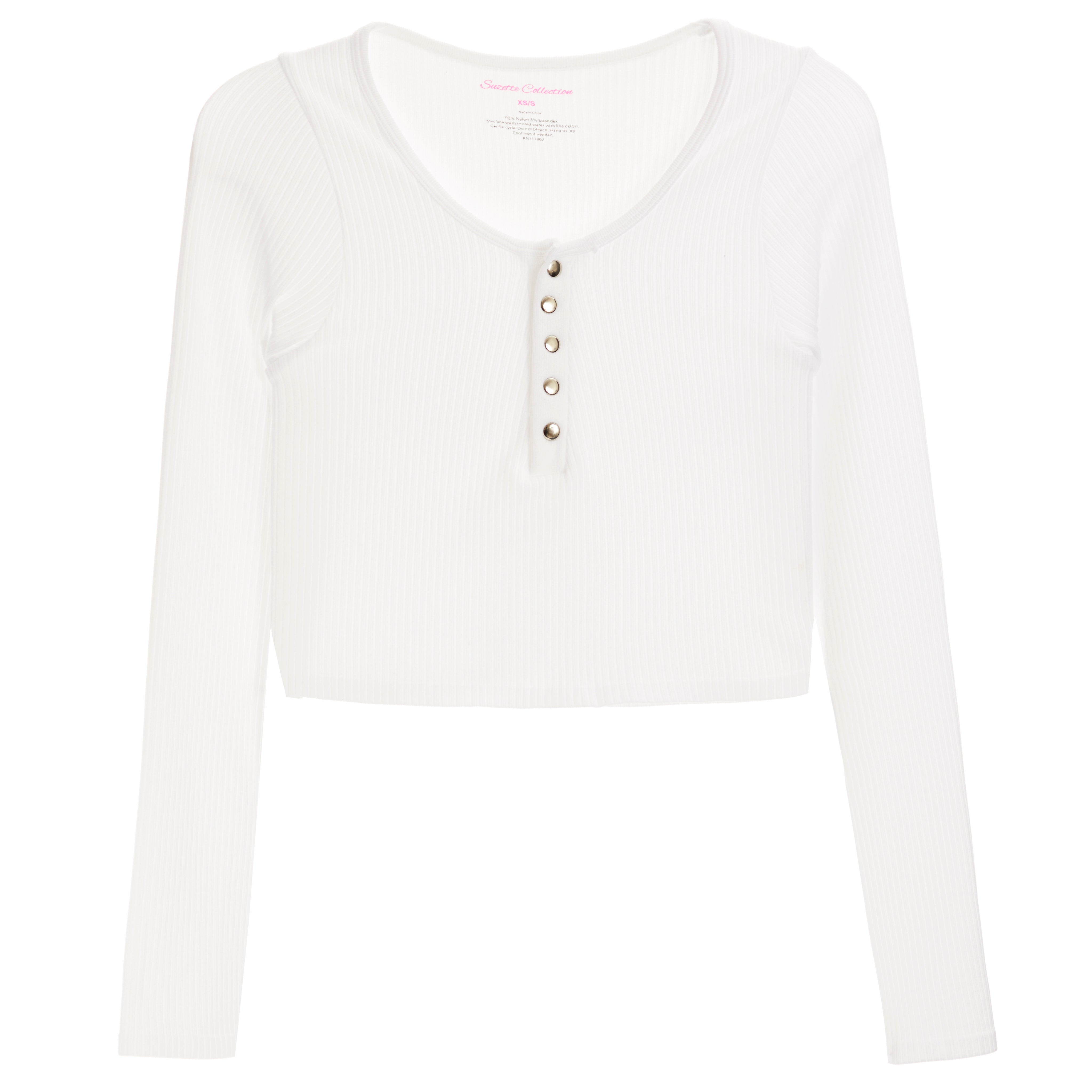 Rib Snap Crop Henley - Denny's
