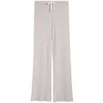 Light gray heather knit wide-leg pants with a white drawstring waist, shown flat against a white background.