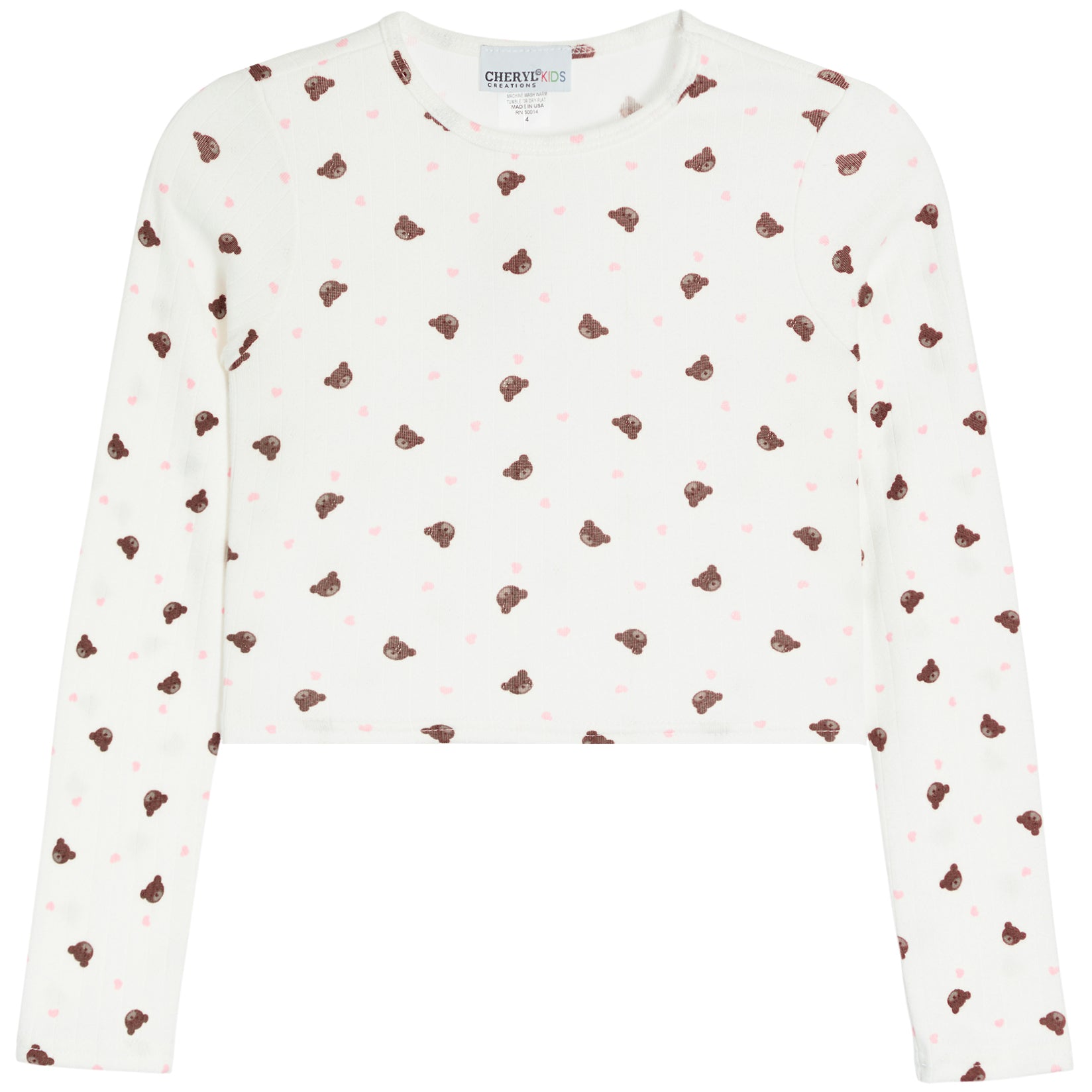 Bear & Hearts Pointelle Long Sleeve Shirt - Denny's