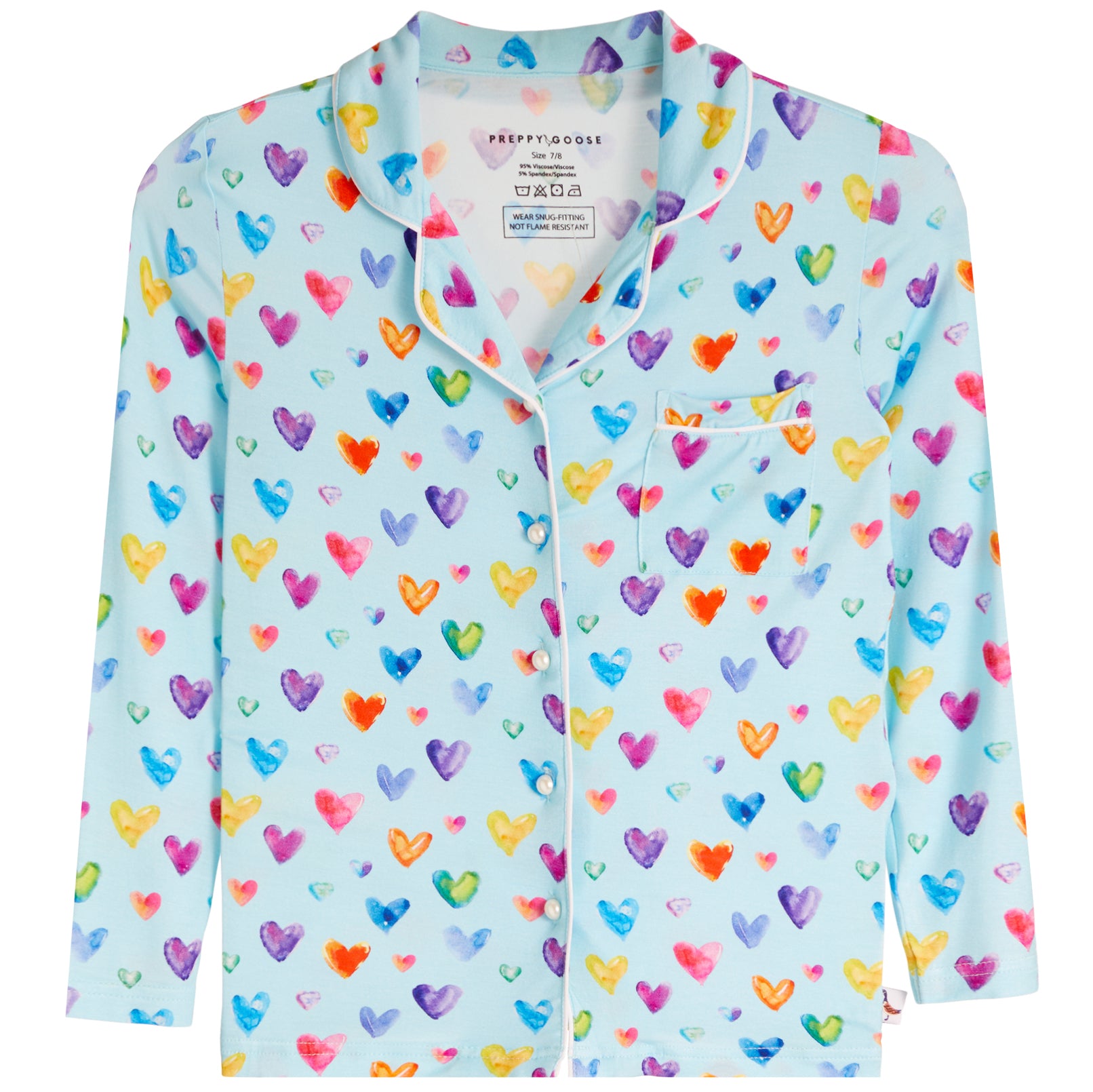 Water Color Hearts Long Sleeve Lounge Set - Denny's