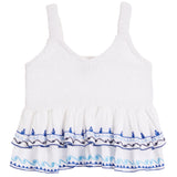 Willa Smock Top With Blue Trim