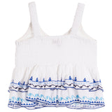 Willa Smock Top With Blue Trim