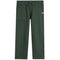 A pair of dark forest green scrub pants with an elastic waistband, drawstring, and side pockets, shown flat on a white background.