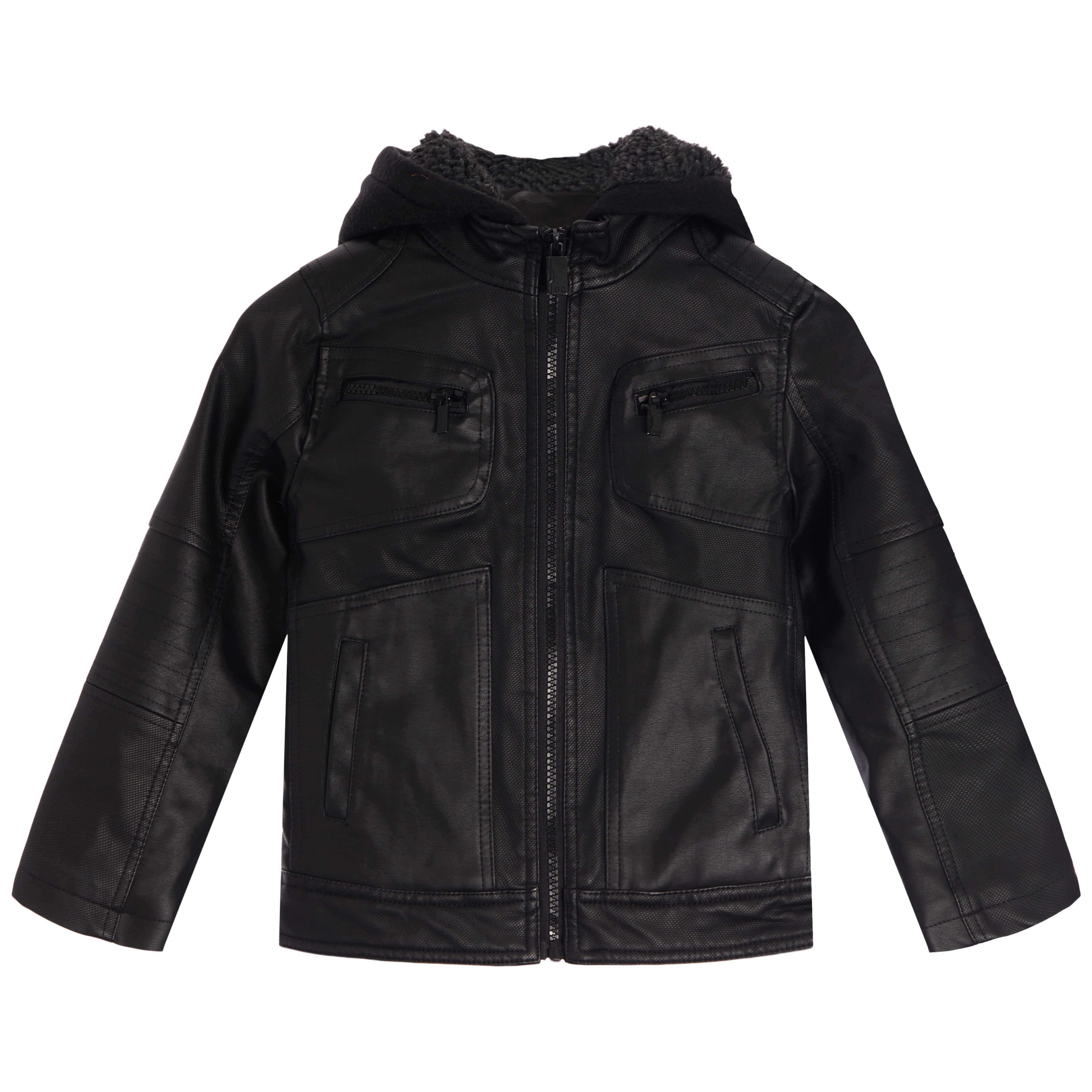 Sherpa Lined Faux Leather Biker Jacket - Denny's