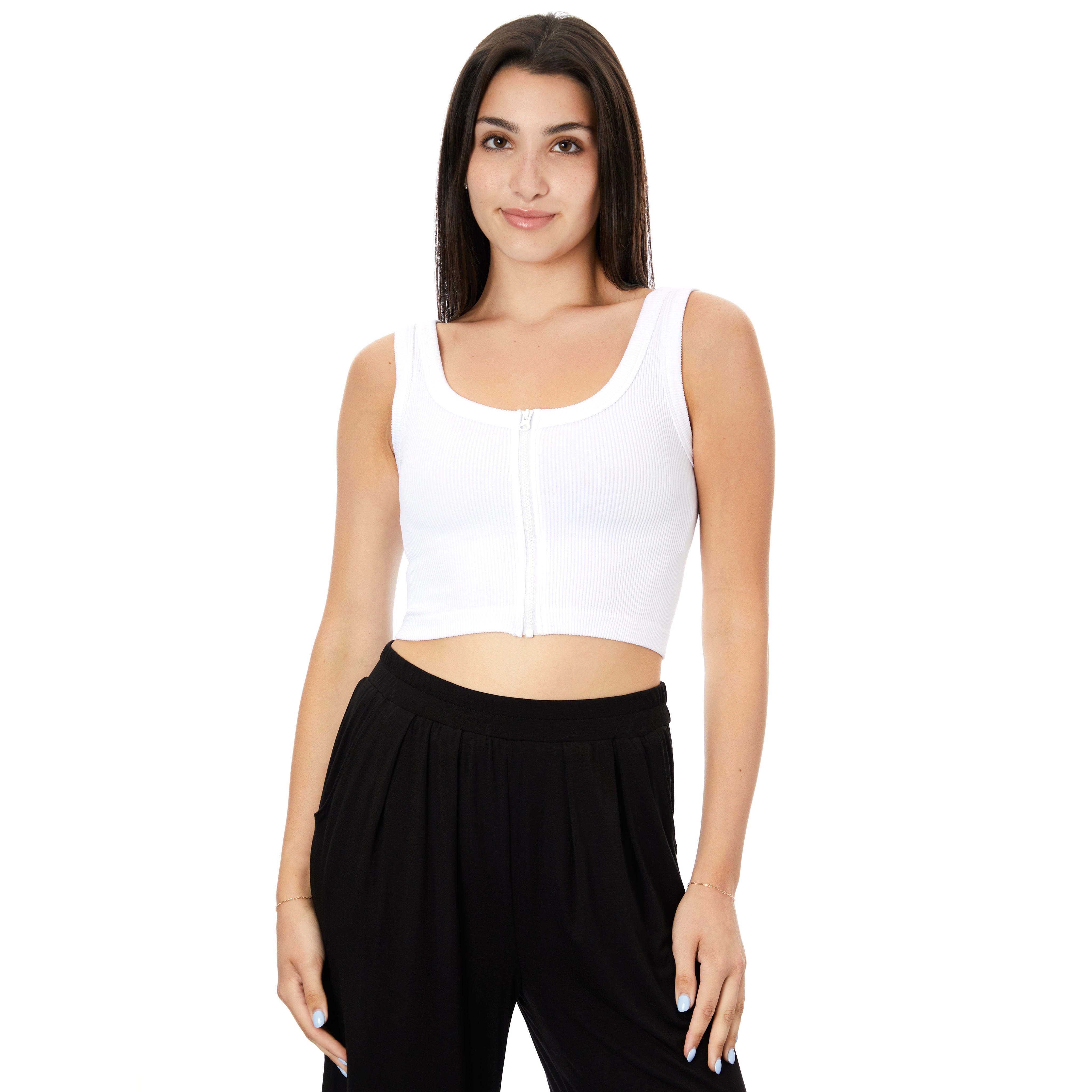 Ribbed Zip Crop Tank - Denny's