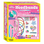 Chic Boutique Headbands DIY Accessories kit by Creativity for Kids, featuring a pink and yellow retail box with illustrations of colorful sparkly headbands, glitter stars, watermelon-themed charms, and matchstick letters.