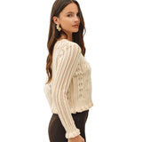 Pointelle Ruffle Cardigan