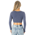 L/S Mineral Wash Crop Top - Denny's