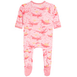 Pink and Yellow Florals Footie - Denny's