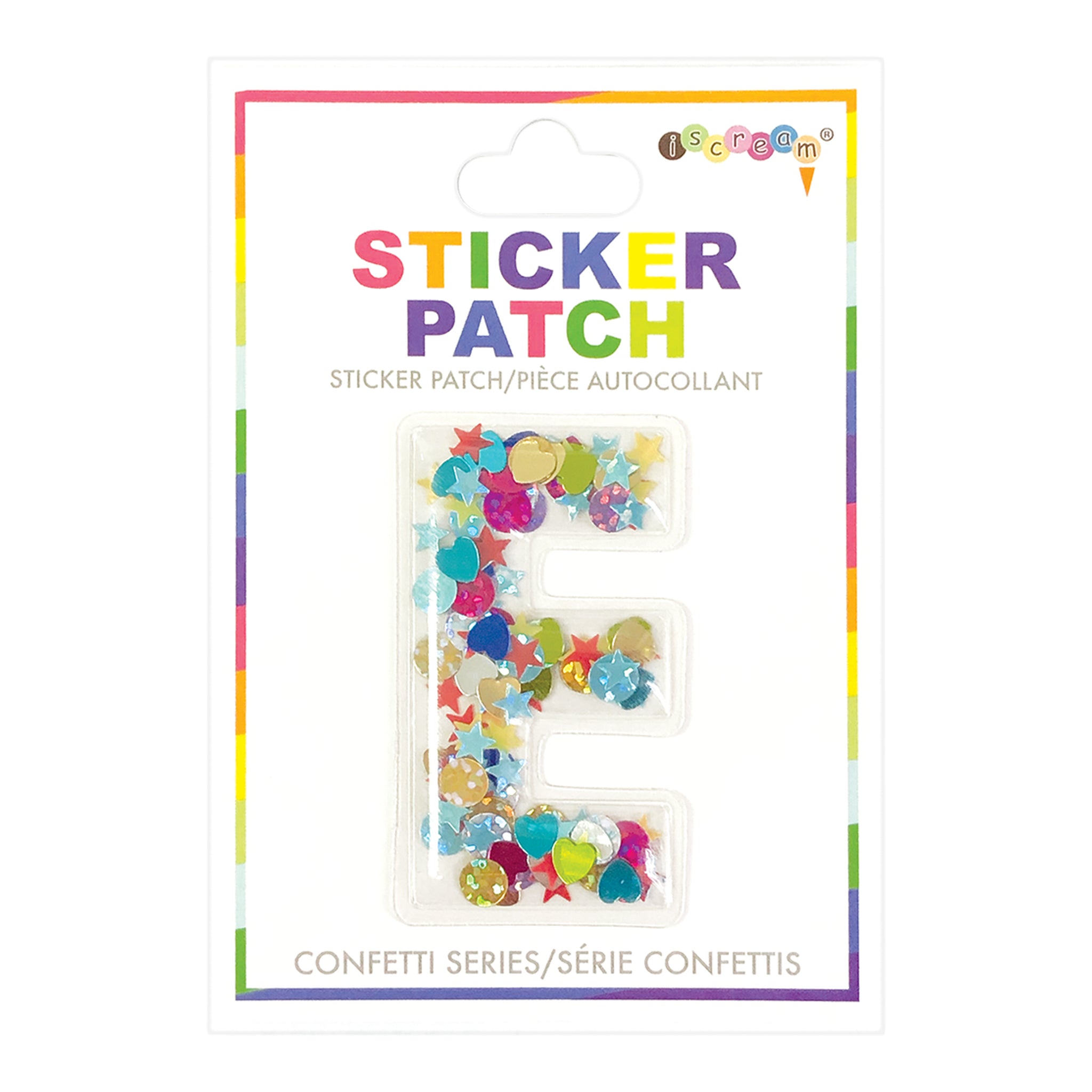 E Confetti Sticker Letter Patch - Denny's