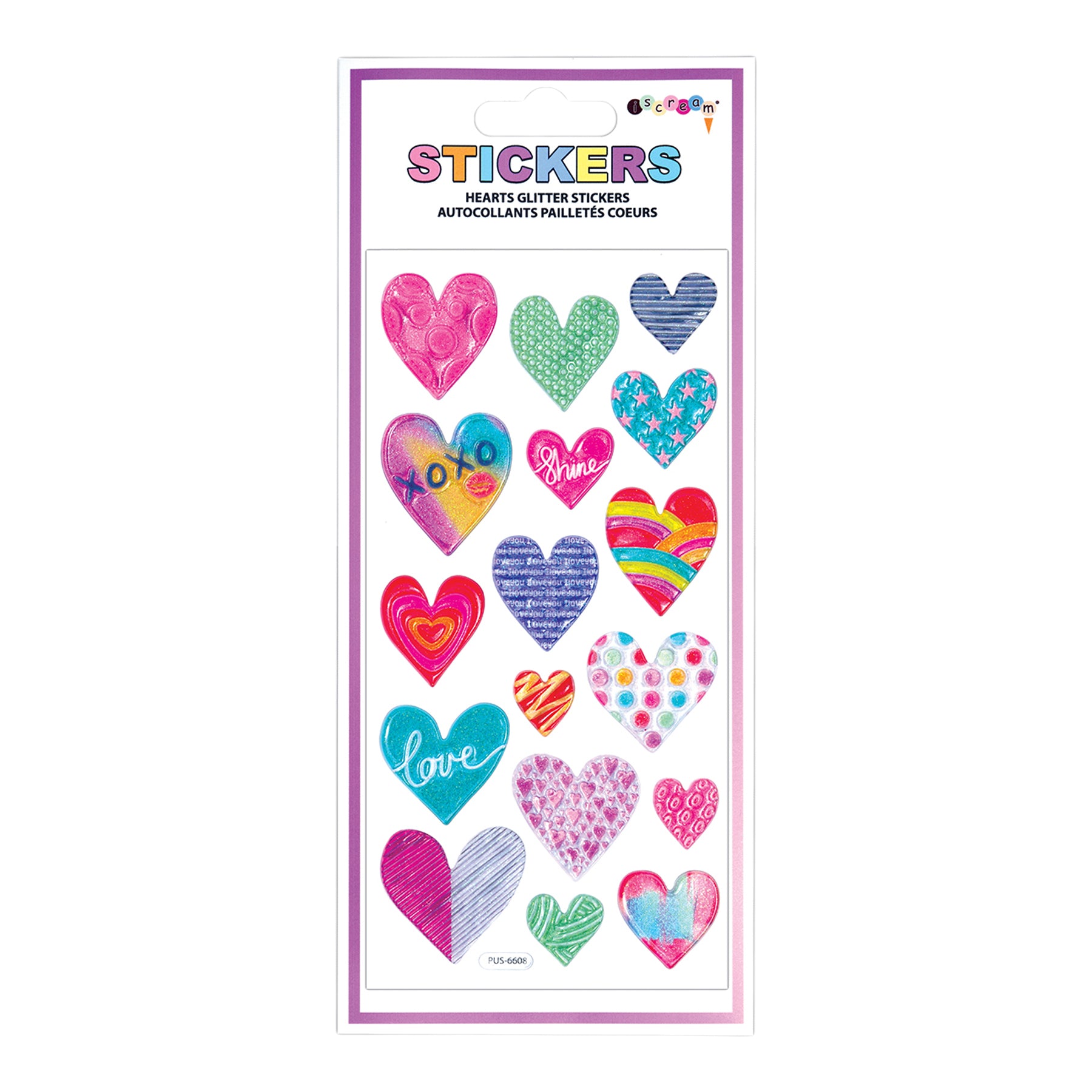 Hearts Glitter Puffy Stickers - Denny's