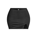 Mid Waist Slit Mini Skirt