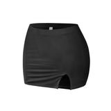 Mid Waist Slit Mini Skirt