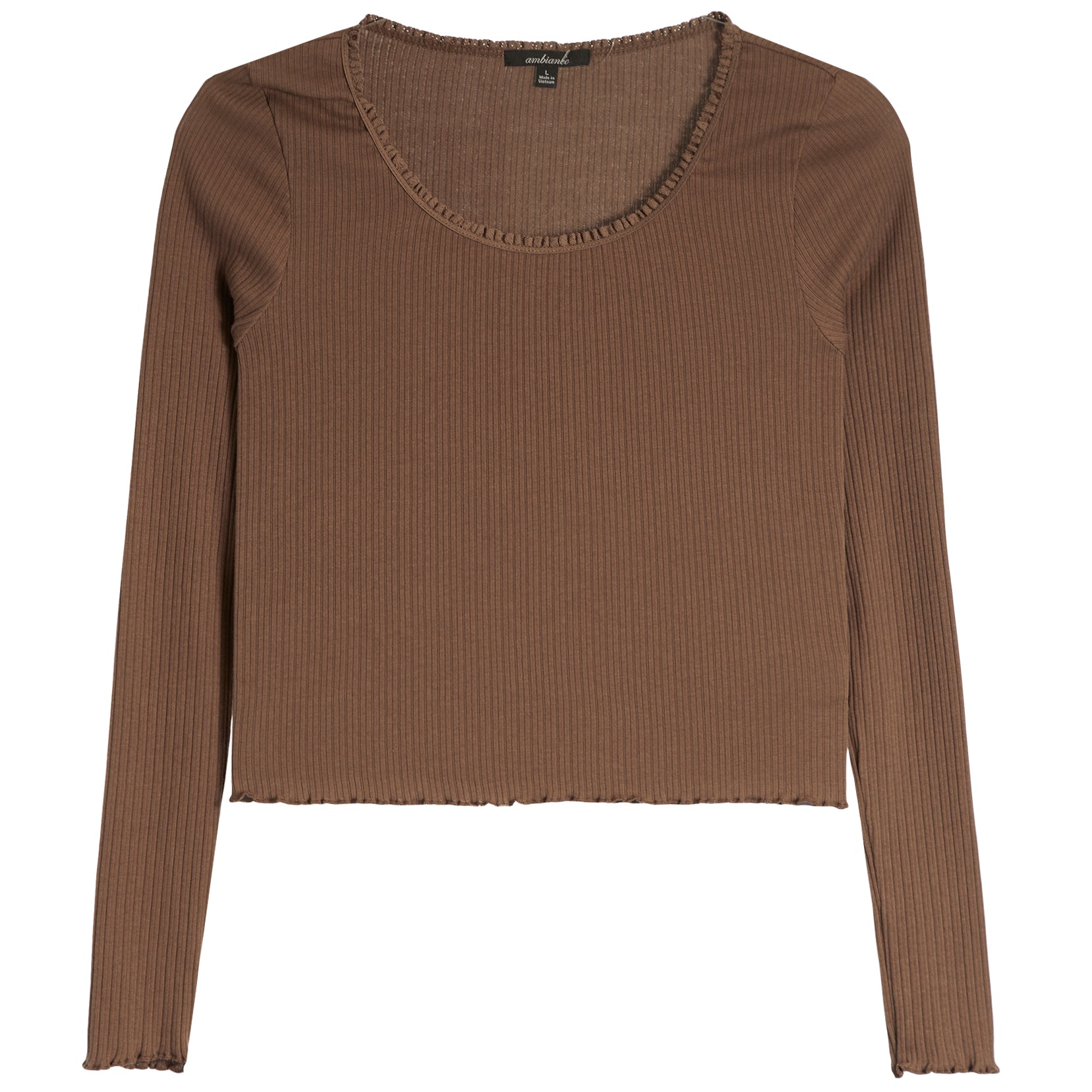 Long Sleeve Scoop Lace Trim Top - Denny's