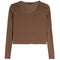 Long Sleeve Scoop Lace Trim Top - Denny's