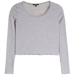Long Sleeve Scoop Lace Trim Top - Denny's