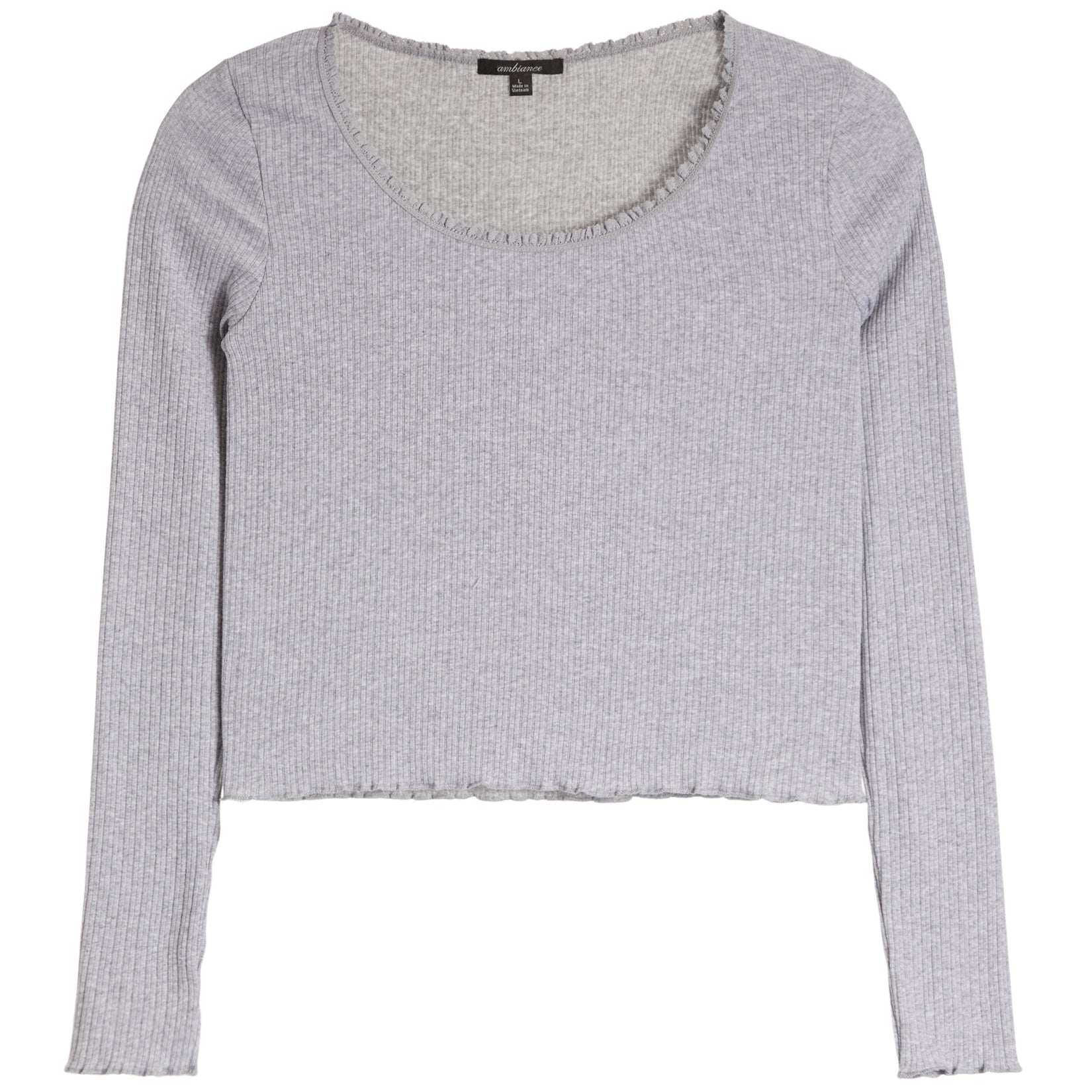 Long Sleeve Scoop Lace Trim Top - Denny's