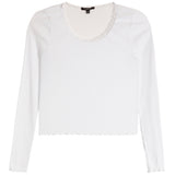 Long Sleeve Scoop Lace Trim Top - Denny's
