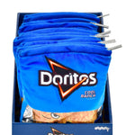 A stack of blue plush Doritos Cool Ranch snack bags displayed in a retail box on a white background.