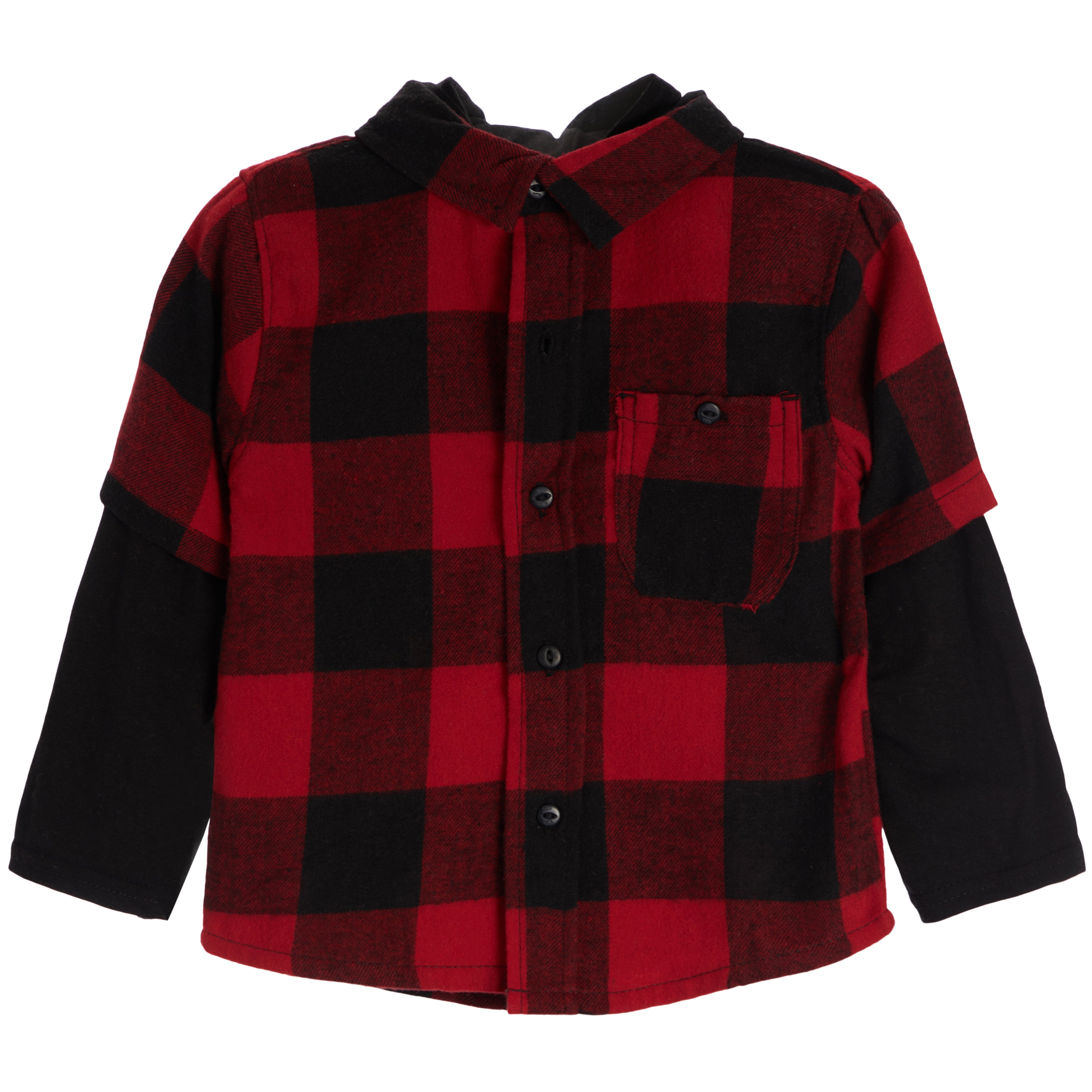 Buffalo Check Layer Hooded Flannel - Denny's