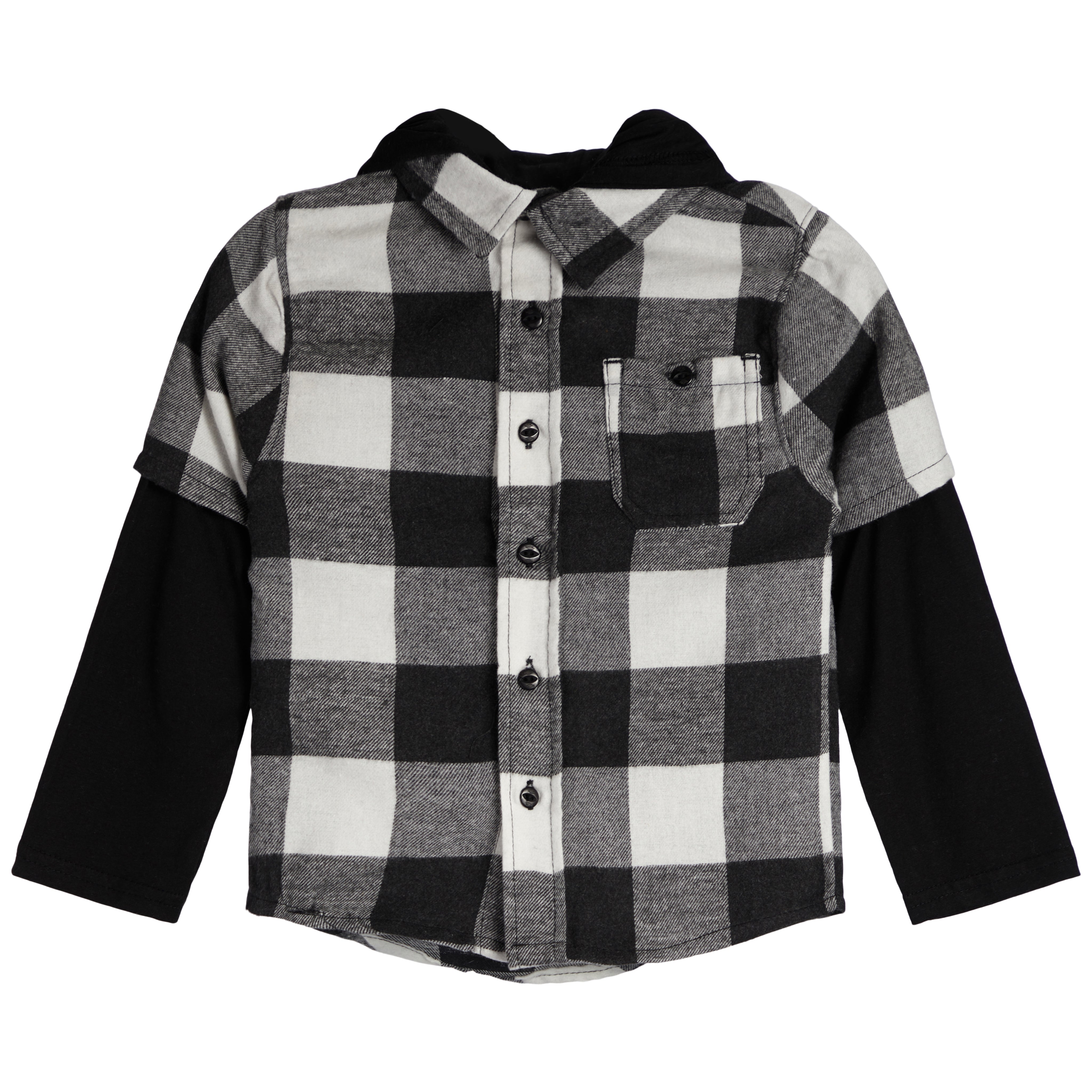 Buffalo Check Layer Hooded Flannel - Denny's