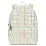 Pearl White Shiny Puffer Backpack - Denny's