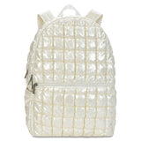 Pearl White Shiny Puffer Backpack - Denny's