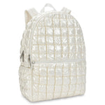 Pearl White Shiny Puffer Backpack - Denny's