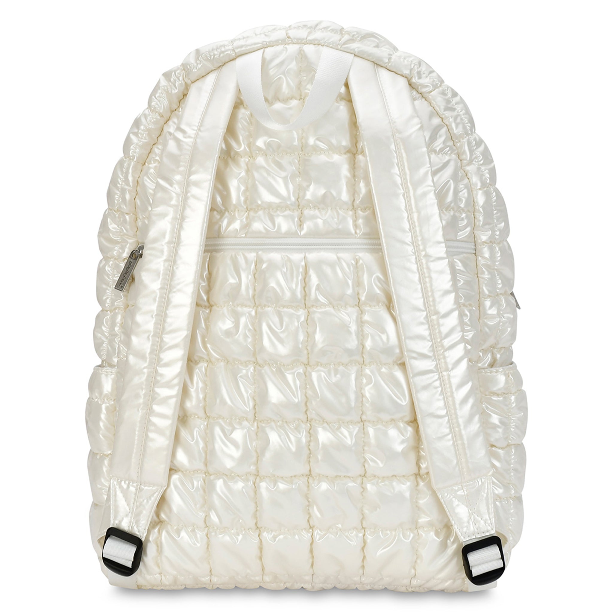 Pearl White Shiny Puffer Backpack - Denny's