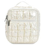 Pearl White Shiny Puffer Lunch Tote - Denny's