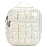 Pearl White Shiny Puffer Lunch Tote - Denny's