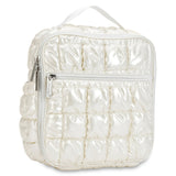 Pearl White Shiny Puffer Lunch Tote - Denny's