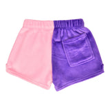 Vivid Violet & Rose Heart Color Block Plush Shorts - Denny's