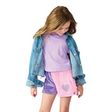 Vivid Violet & Rose Heart Color Block Plush Shorts - Denny's