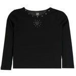 Long Sleeve Tee With Cut Out Heart And Stones - Denny's