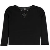 Long Sleeve Tee With Cut Out Heart And Stones - Denny's