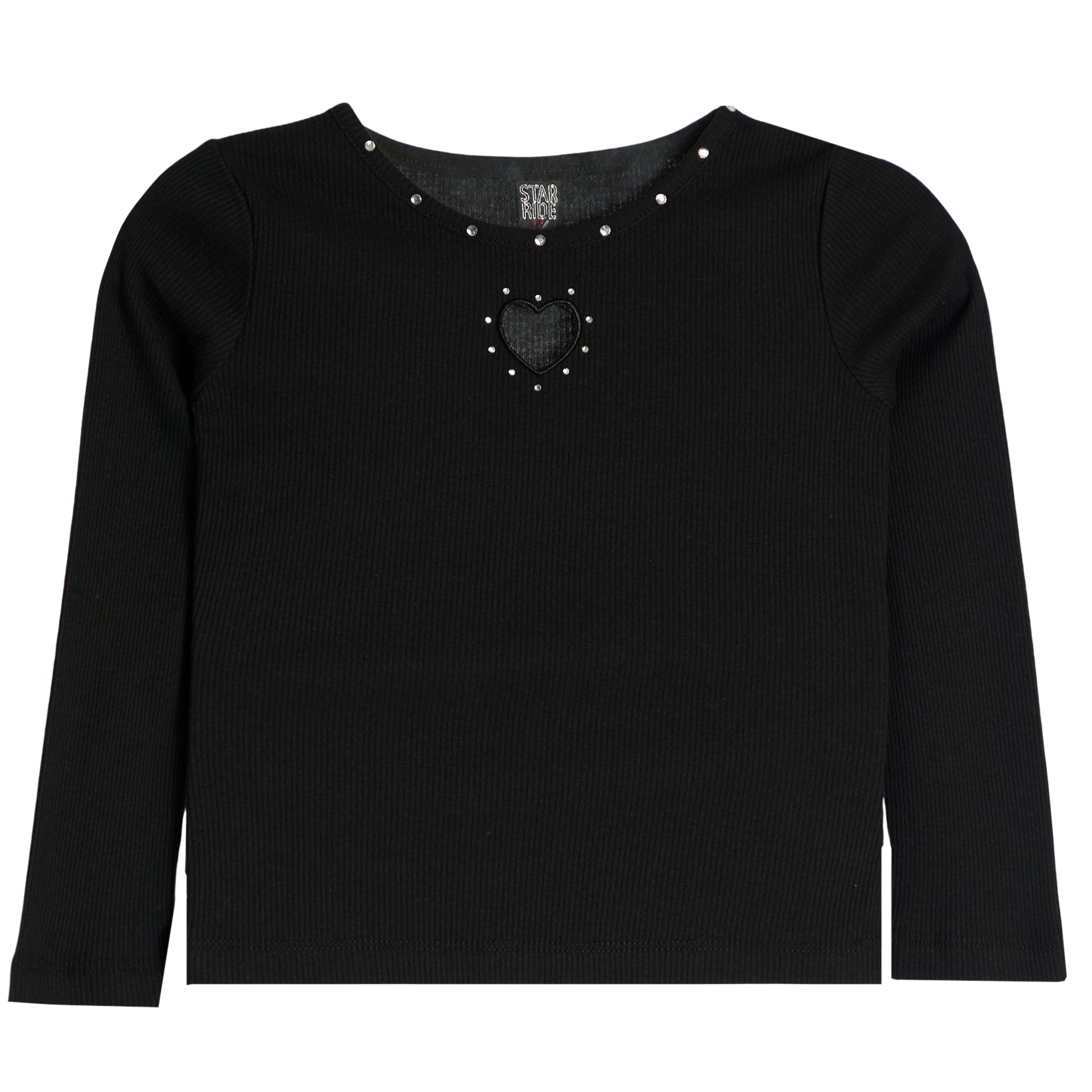 Long Sleeve Tee With Cut Out Heart And Stones - Denny's