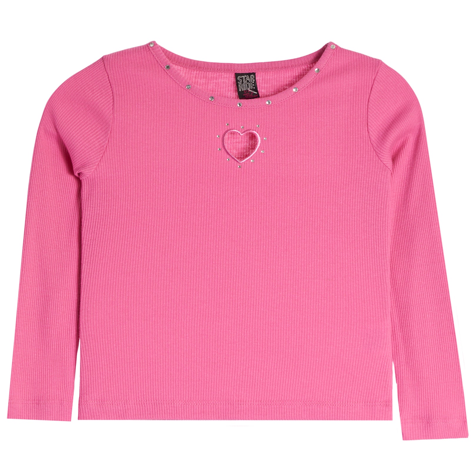 Long Sleeve Tee With Cut Out Heart And Stones - Denny's