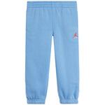 Light blue sweatpants with an elastic waistband and cuffs, featuring a small red and white Jordan logo on the left thigh, shown against a plain white background.