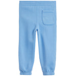 Light blue sweatpants with an elastic waistband, elastic ankle cuffs, and a single patch pocket on the back, shown against a plain white background.