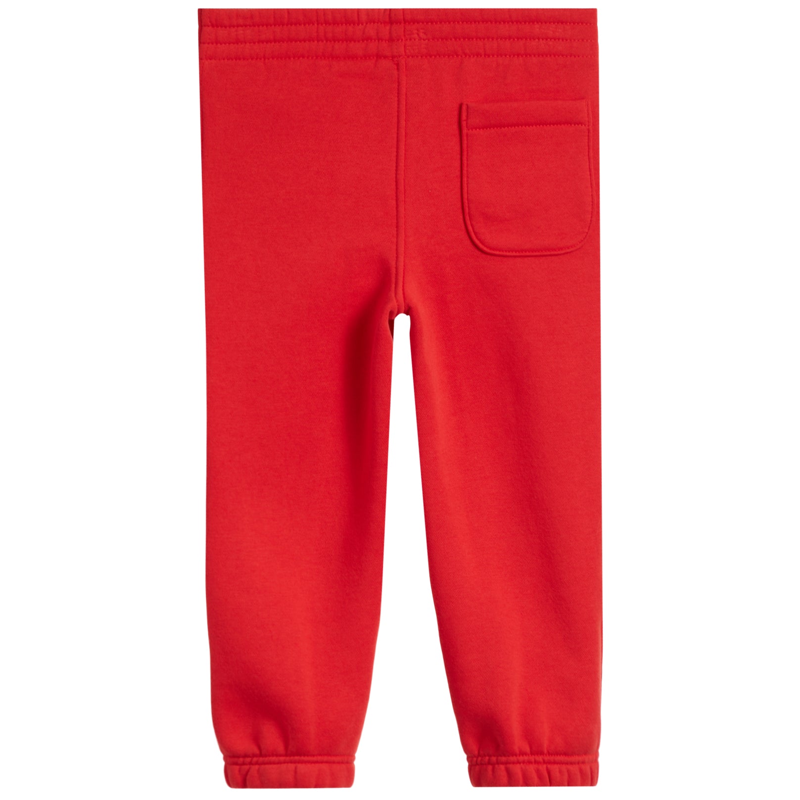 back of red sweatpants with back pocket