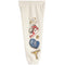 Off-white sweatpants featuring a vertical graphic print of various fashion items, including a red and white sneaker, a gold watch, a blue baseball cap, and a gold cross.